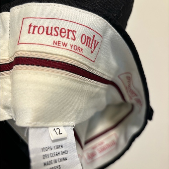 Trousers Only New York Women's Size 12 Black Tapered Leg Linen Pants - Picture 5 of 8